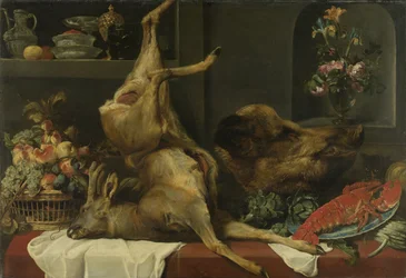Nature morte avec grand gibier mort, fruits et fleurs